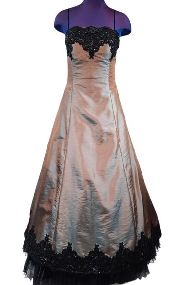 Jovani Prom Formal Gown Iridescent Sequin Embroidered w Faux French Bustle Sz 2 - Picture 16 of 16